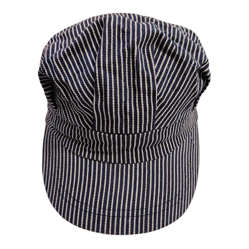 Kids Railroad Conductor Engineer Hat Cap‎ Blue White Stripes Snapback